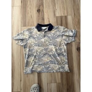 Vintage Crossings Golf Polo Shirt Golfers Motif Mens Large Casual Cotton Flowers